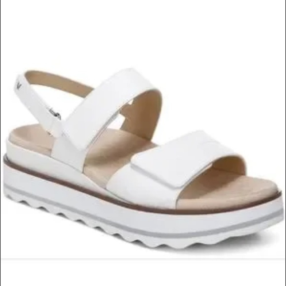 Vionic Brielle Croc Platform White Hook & Loop Slingback Molded Footbed 10